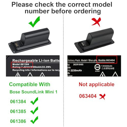 TREE.NB 7.4V 22.2Wh 061384 Battery for Bose Soundlink Mini I one Gen 1 Speaker US Version bateria para 413295 61385 61384 61386 63287 061384 061386 063287 - size: ‎061384