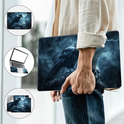 Universal Laptop Skin, DIY Cut-to-Fit Vinyl Cover Compatible with HP, Dell, Lenovo, Mac (13.3" to 15.6"), Anti-Scratch, No Residue & Bubble-Free Protective Decal Sticker, Gothic Raven Skull - color: Gothic Raven Skull
