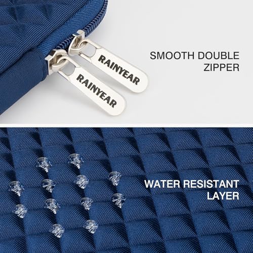 RAINYEAR 11 Inch Laptop Sleeve Shockproof Diamond Foam Case, Navy Blue | Protective Soft Fluffy Lining Carrying Bag Case Compatible with 11.6'' MacBook Air 13” MacBook Neo A18, 11" Computer Notebook - color: Navy Blue, size: 11"-11.6"