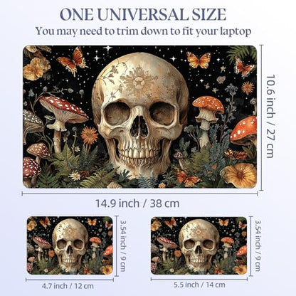 Universal Laptop Skin Sticker Decal,15.6 Inch Laptop Vinyl Cover for 13" 14" 15.6" Laptop,Scratch-Resistant Waterproof Protector Wrap,Reusable with Wrist Pads,Skull Mushroom Butterfly Garden - color: Skull Mushroom Butterfly Garden