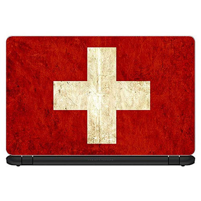 Flags | Custom Fit Made to Order Laptop Notebook Skin Vinyl Sticker Cover Decal Fits 13.3" 14" 15.6" 16" HP Lenovo Apple Mac Dell Compaq Acer Flag Switzerland Grunge Distressed Country - color: Style 9
