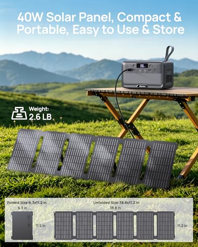 DARAN Portable Power Station, 288Wh LiFePO4 Battery, 350W (600W Peak) Power Bank with AC Outlet & 40W 12V DC5521 Foldable Solar Panel