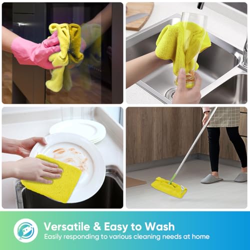 HOMEXCEL Yellow Microfiber Cleaning Cloth, 12 Pack Premium Microfiber Towels for Cars, Lint Free, Highly Absorbent, Reusable Cleaning Rags for Car, Household, Kitchen, Window, 11.5"X11.5" - color: Yellow
