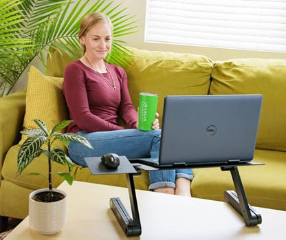 Uncaged Ergonomics WorkEZ Adjustable Laptop Stand for Desk, Laptop Stand Adjustable Height, Foldable Aluminum Cooling Computer Holder & Riser for Desk Bed, Black, XL - color: XL-Black