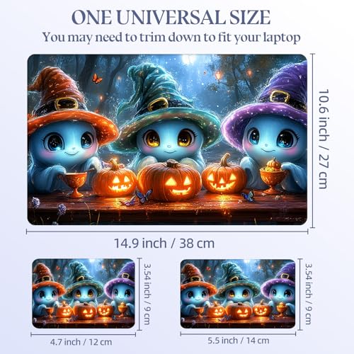Universal Laptop Skin Sticker Decal,15.6 Inch Laptop Vinyl Cover for 13" 14" 15.6" Laptop,Scratch-Resistant Waterproof Protector Wrap,Reusable with Wrist Pads,Witch Spirit Pumpkin Party - color: Witch Spirit Pumpkin Party