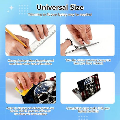 Universal Laptop Skin Sticker Decal for 11.6”12" 13" 13.3" 14" 15" 15.4" 15.6" Reusable Waterproof Scratch-Scratch Resistant Protective Vinyl Laptop Notebook Skin Stickers - American Flag Skull - color: American Flag Skull