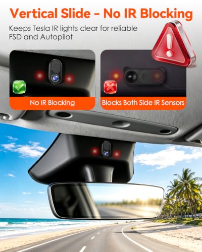 Tesla Model 3/Y Interior Camera Cover Slide | Metal Camera Privacy Protector, Front Cabin Camera Blocker Cover, Vertical Design Anti-Peeping Guard, No Block IR for FSD