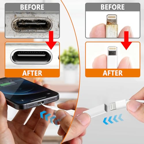 Cell Phone Cleaning Kit, iPhone Cleaning Kit for Charging Port Cleaner Keyboard Cleaning Kit for Airpods/Android/USB C/Earbuds/Laptop/iPad/Camera Lens with Stylus Pen (White) - color: White (Base)