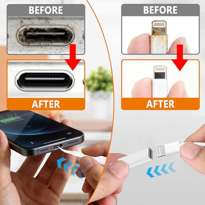 Cell Phone Cleaning Kit, iPhone Cleaning Kit for Charging Port Cleaner Keyboard Cleaning Kit for Airpods/Android/USB C/Earbuds/Laptop/iPad/Camera Lens with Stylus Pen (Black Brush Refill) - color: Black (with 10 Mini Brush)