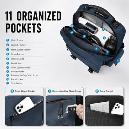 Sling Bag Large Capacity: Crossbody Bag for Men Fits 15.6 Inch Laptop A4 Files with Anti Theft USB Port - color: 39-dark Blue