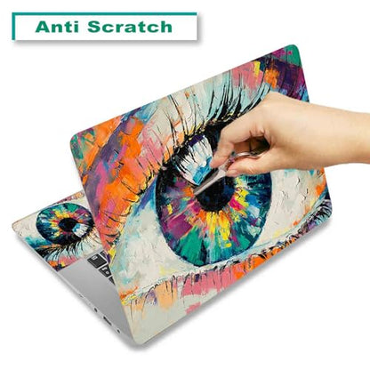 Laptop Decal Sticker Skin Cover, 11.6”12" 13" 13.3" 14" 15" 15.4" 15.6 inch Laptop Netbook Universal Vinyl Skin Sticker Cover Waterproof Notebook PC Protector (2 Wrist Pad Included), Evil Eye - color: Evil Eye