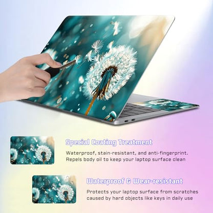 Universal Laptop Skin Sticker Decal, Compatible with MacBook HP Dell Lenovo 12"-15.6", Reusable Vinyl Notebook Cover 3PCS Set, High-Recognition Film-Dandelion Blue - color: Dandelion Blue