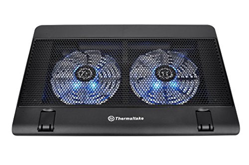Thermaltake Massive 14 Steel Mesh Panel Dual 140mm Blue LED Fan Adjustable Speed Control 10"-17" Laptop Notebook Cooling Pad CL-N001-PL14BU-A,Black - style: 2 Fans
