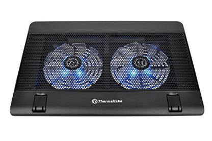 Thermaltake Massive 14 Steel Mesh Panel Dual 140mm Blue LED Fan Adjustable Speed Control 10"-17" Laptop Notebook Cooling Pad CL-N001-PL14BU-A,Black - style: 2 Fans
