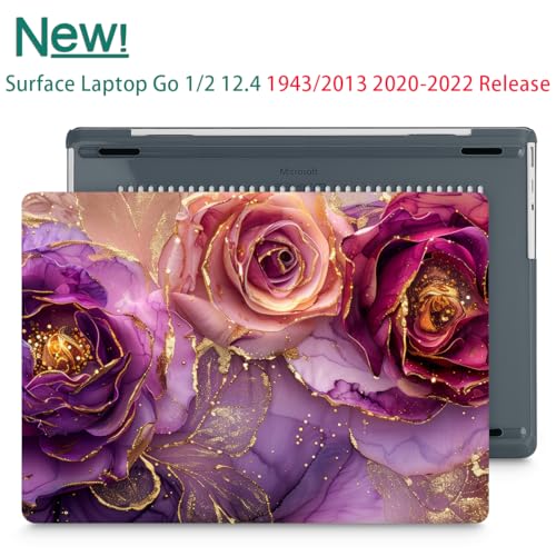 Mektron Surface Laptop Go 12.4 inch Case Compatible with Go 3/2/1 Microsoft Surface Laptop 12.4" Cover 2023-2020 Releases Model 1943/2013 Plastic Hard Shell Case with Screen Protector, Marble Flowers - color: Marble Flowers