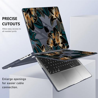 May Chen for 2026 MacBook Pro 14-inch M5 M4 M3 M2 M1 Pro/Max Chip, Release 2026 2025-2021, Model A3427 A3426 A3434 A3112 A3401 A3185, Plastic Hard Shell with Keyboard Cover, Golden Lilies Flowers - color: Golden Lilies Flowers