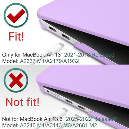 DONGKE Compatible with MacBook Air 13 inch Case 2021 2020 2019 2018 Release Model: M1 A2337 A2179 A1932, Matte Hard Case Cover for MacBook Air 13 inch with Retina Display Fits Touch ID - Purple - color: Purple