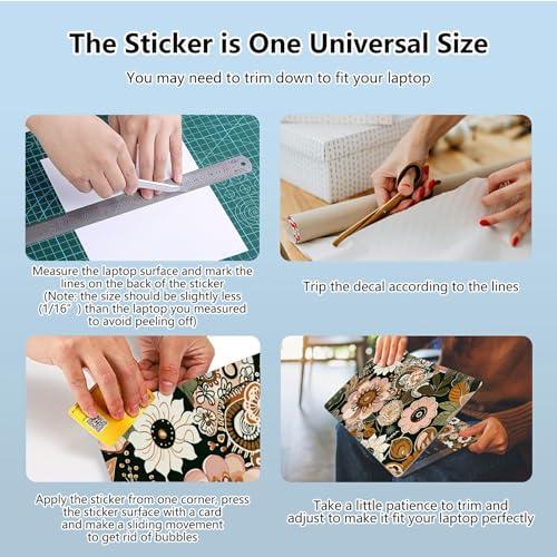 Universal Laptop Skin Sticker with 2 Wrist Pad Skins, Waterproof Scratch Resistant Vinyl Laptop Cover Decal, Cut to Fit for 11–15.6 Inch MacBook HP Dell Lenovo, Art Flower - color: Art Flower