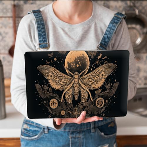 Universal Laptop Skin Sticker with 2 Wrist Pad Skins, Waterproof Scratch Resistant Vinyl Laptop Cover Decal, Cut to Fit for 11–15.6 Inch MacBook HP Dell Lenovo, Goth Moth - color: Goth Moth