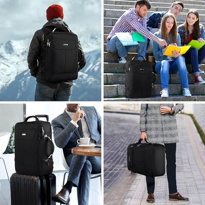 VECKUSON 40L Carry-On Backpack - TSA Approved for Flights, RFID Anti-Theft, Fits 17.3" Laptop, 19.7x13x6in, Heavy-Duty Weekender for Men/Women (Black) - color: Black