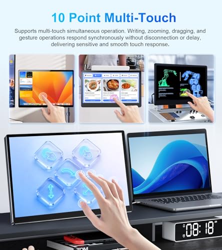 14" Touchscreen Monitor,VGA DVI and HDMI VESA for Industrial (Gray) | 10-point touch,IPS 1920×1080,Dual Speakers,72%NTSC,2000:1,16:10,350 cd/m²,178° view angle, - color: gray