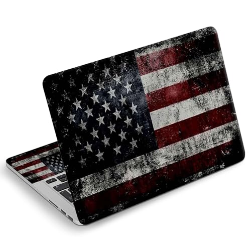Universal Laptop Skin Sticker Decal, Compatible with MacBook HP Dell Lenovo 12"-15.6", Reusable Vinyl Notebook Cover 3PCS Set, High-Recognition Film-Vintage American Flag - color: Vintage American Flag