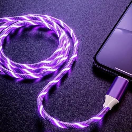 IHAO USB A to C Charger Cable PD Fast Charge and High Speed Sync Visible LED Current Flowing Compatible with All USBC Device-39Inches Purple - color: USB A TO C Purple