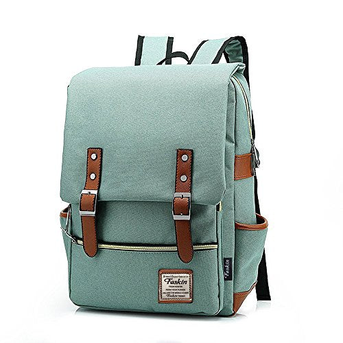 Slim Laptop Backpack for Women, Fashion Travel Rucksack College School Bookbag - color: Light Green