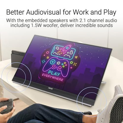 ASUS ZenScreen 27” 1440P Transportable Monitor (MB27ACF) - QHD (2560 x 1440), IPS, 100Hz, USB-C PD 70W, Speakers, Carrying Handle, Kickstand, C-clamp, Sub-woofer, 2.1 Channel Audio, 3 yr Warranty - style: ERROR:#N/A