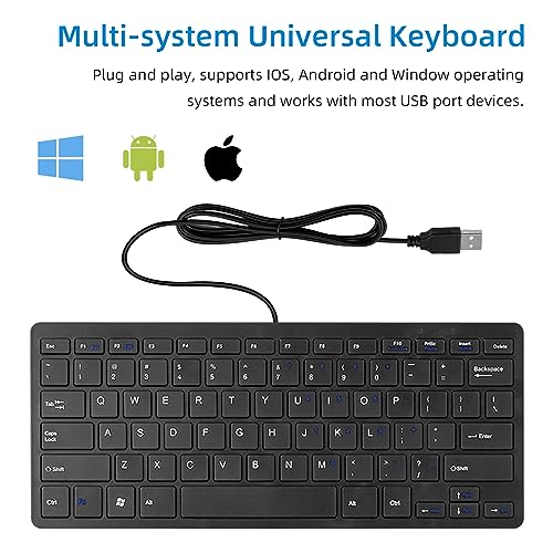 CUQI Mini Keyboard, Small Wired 78 Silent Scissor Keys, USB Interface Compact Keyboard for Android, iOS, Windows PC, Laptop, Raspberry Pi, Windows 10/8/7
