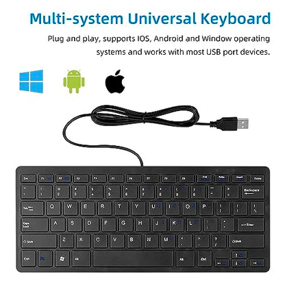 CUQI Mini Keyboard, Small Wired 78 Silent Scissor Keys, USB Interface Compact Keyboard for Android, iOS, Windows PC, Laptop, Raspberry Pi, Windows 10/8/7