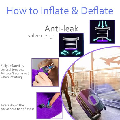 Inflatable Acid Reflux Pillow, Portable Pillow Wedges for Sleeping, Lap Desk Gaming Pillows for Travel, Multi-Functional Wedge Yoga Pillow for Reading, Laptop, Crocheting, Body Positioners