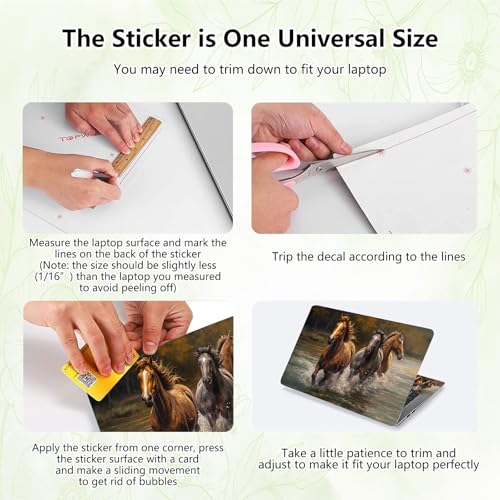 Laptop Skin Sticker Decal, Universal Reusable Vinyl Laptop Cover for 12" 13" 13.3" 14" 15" 15.4" 15.6" Notebook PC, Reusable Waterproof Scratch-Resistant with 2 Wrist Pads,Horses in River - color: Horses in River