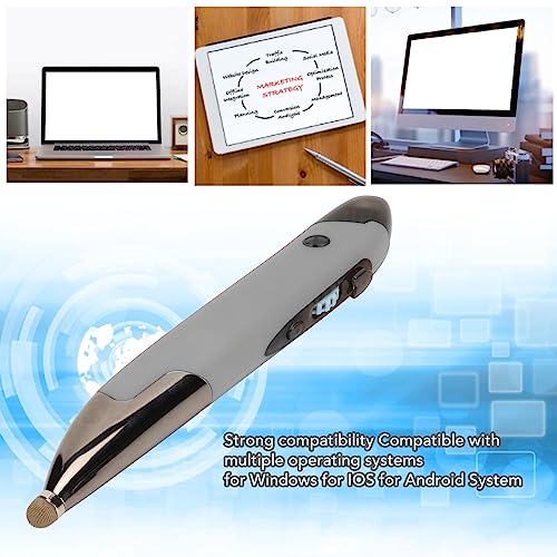 Wireless Pen Mouse, Rechargeable 2.4G Dual Mode Handwriting Stylus with Touch Head for PC Laptop iOS (Silver Gray) - color: Silver Gray