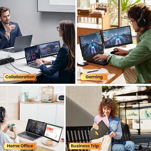 Laptop Screen Extender 0.27" Ultra-Thin, 14" FHD 1080P IPS Lightweight Dual Portable Monitor, USB-C/HDMI Plug & Play for 13-17" Laptops, Travel screen compatible with Windows/Mac/Chrome/Switch/Android - size: 14 inch Screen
