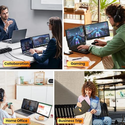 Laptop Screen Extender 0.27" Ultra-Thin, 14" FHD 1080P IPS Lightweight Dual Portable Monitor, USB-C/HDMI Plug & Play for 13-17" Laptops, Travel screen compatible with Windows/Mac/Chrome/Switch/Android - size: 14 inch Screen