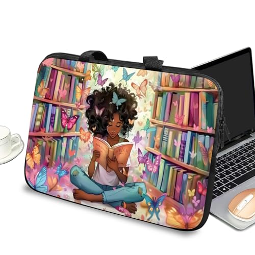 Universal Laptop Case Sleeve 10 inch with Handle and Zipper, Kids Tablet Carrying Case Messenger Bag Portable Tote Bag for 7-10 inch iPad/Notebook/eBook/Readers, Library Girl - color: Library Girl, size: 10 inch