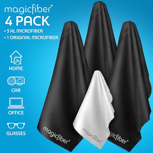 MagicFiber Extra Large Microfiber Cleaning Cloth for TV Screens & Monitors | Great for OLED, Computers, Laptops, Cars & Electronics, Eyeglass & Glasses Cleaner