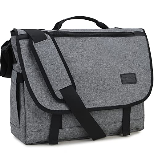 RAVUO Messenger Bag for Men, Water Resistant Lightweight Satchel 15.6 17 Inch Laptop Bags Shoulder Bookbag - color: 15.6 Inch-grey