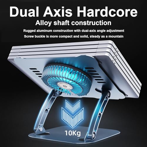 Laptop Cooler Cooling Pad Stand - Slim Ergonimic Laptop Stand for Desk, 3 Speed Cooling Fan Adjustable Height Laptop Cooling Stand for MacBook 11-15.6 Inch, Blue & Gray