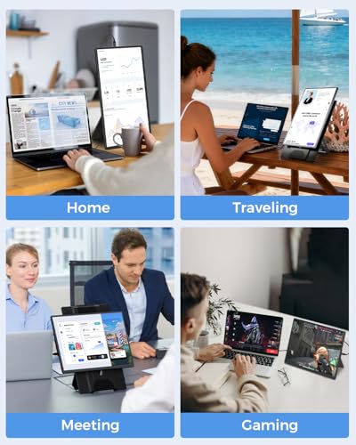 Cevaton Laptop Screen Extender, 16.1" FHD 1200P Portable Monitor for Laptop with Magnetic Detachable Stand, 360° Rotatable Borderless Screen, Plug & Play, Compatible with Windows Mac - size: 16" Screen