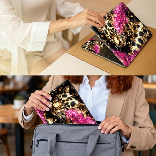 Universal Laptop Skin for 13-16 Inch Laptops,Vinyl Protective Sticker Decal,Easy DIY Trim-to-Fit for HP/Dell/MacBook,Bubble-Free & Removable,Gold Sequeined Leopard - color: Gold Sequeined Leopard