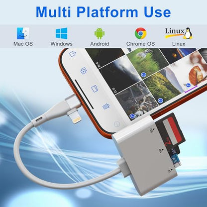 XD Card Reader for Lightning/USB C, 3 in 1 SD Card Reader, XD/SD/TF XD Picture Card Reader for iPhone 17/16/15/14/Macbook/Android/PC/Computer/Laptop, Plug & Play