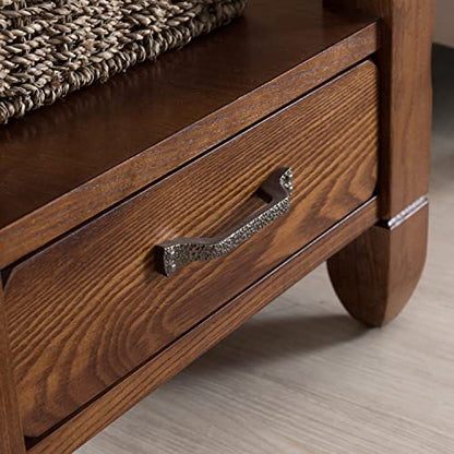 Leick Home 10907 Slatestone One Drawer Rustic Oak End Table, Distressed Rustic Oak - color: Rustic Oak