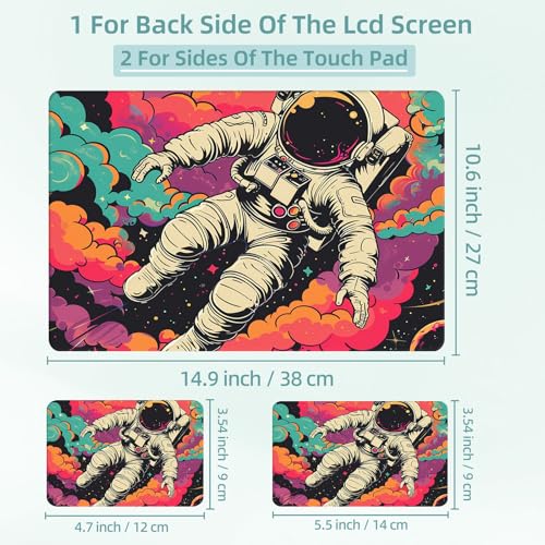Universal Laptop Skin Decal, 3-Piece Vinyl Protector for 12 13 14 15.6" Notebook, Waterproof Anti-Scratch, Easy Trim & Bubble-Free Finish, Astronaut Floating in Space - color: Astronaut Floating in Space