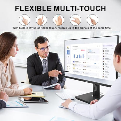 FYHXele 27 Inch Touchscreen Monitor, IPS FHD 1080P Touch PC Display, 75Hz, LED Backlit Multi-Touch Monitor, VESA, HDMI & VGA & USB Computer Touch Screen for Gaming, Business, Warehouse, Bar, Gym - color: Black-27"