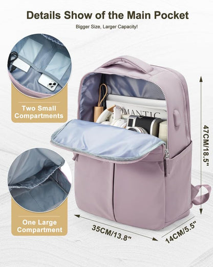 Laptop Work Backpack for Women - 15.6 Inch Laptop Compartment, Lightweight Waterproof Large Travel Backpack for College, Nurse & Teacher, Purple - color: Model a Purple