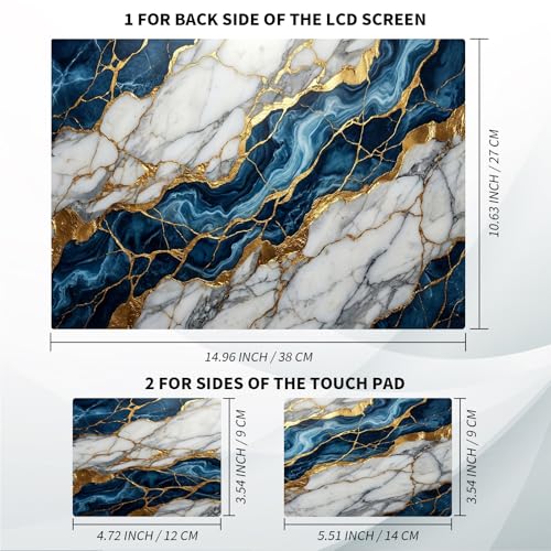 Universal Laptop Skin, DIY Cut-to-Fit Vinyl Cover Compatible with HP, Dell, Lenovo, Mac (13.3" to 15.6"), Anti-Scratch, No Residue & Bubble-Free Protective Decal Sticker, Blue Gold Marble - color: Blue Gold Marble