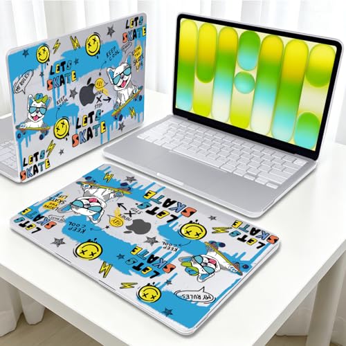 Graffiti Skateboard Laptop Case for 2026 MacBook Neo 13 Inch A3404 | Smiley & Puppy Pattern Protective Hard Shell Cover. 5-in-1 Kit Included. Perfect for Students & Campus. Fits Neo A18 Pro Only - color: Smiley & Puppy Graffiti