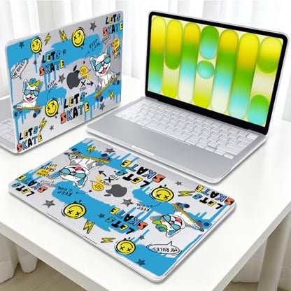Graffiti Skateboard Laptop Case for 2026 MacBook Neo 13 Inch A3404 | Smiley & Puppy Pattern Protective Hard Shell Cover. 5-in-1 Kit Included. Perfect for Students & Campus. Fits Neo A18 Pro Only - color: Smiley & Puppy Graffiti